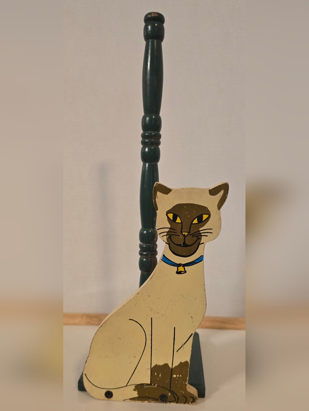 Vintage Wood Siamese Cat Paper Towel Holder Stand MSR Imports